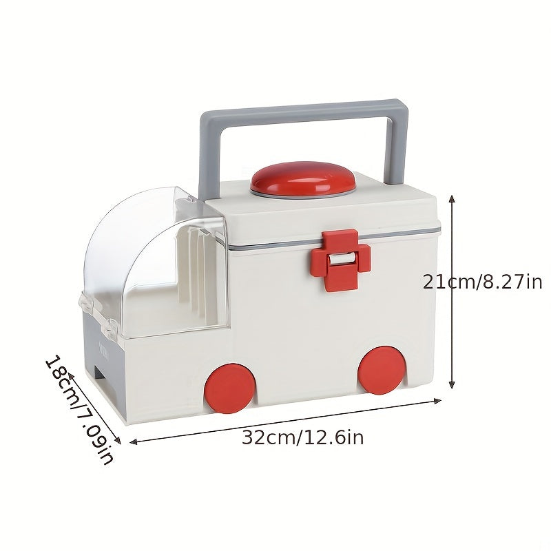 Large Capacity Ambulance-Shaped Storage Box With Lid - Multifunctional Organizer For Sundries & Pills, Perfect For Home Decor, Storage Bins For Home Organization