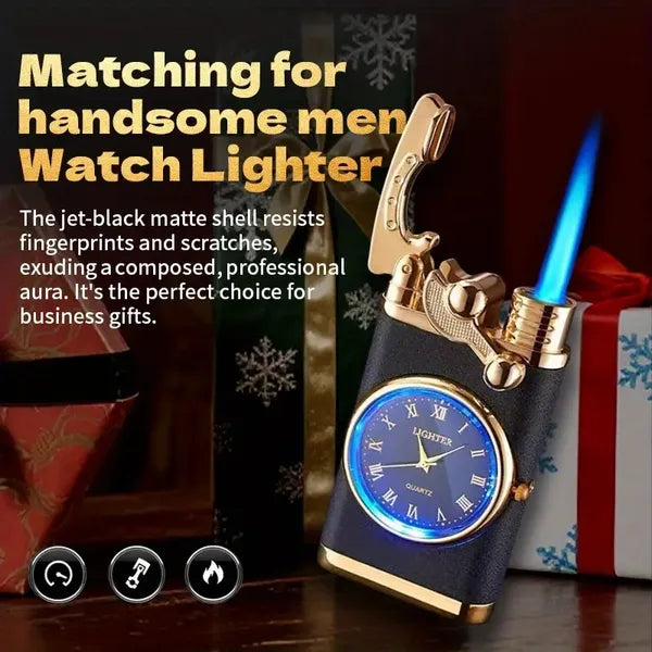 1pcs Butane Lighter, Blue Flame Lighter, Vintage Rocking Chair Lighter, Multifunctional Dial Lighter, Windproof Lighter, Suitable For Indoor And Outdoor, Perfect Gift For Father, Husband Or Boyfriend,