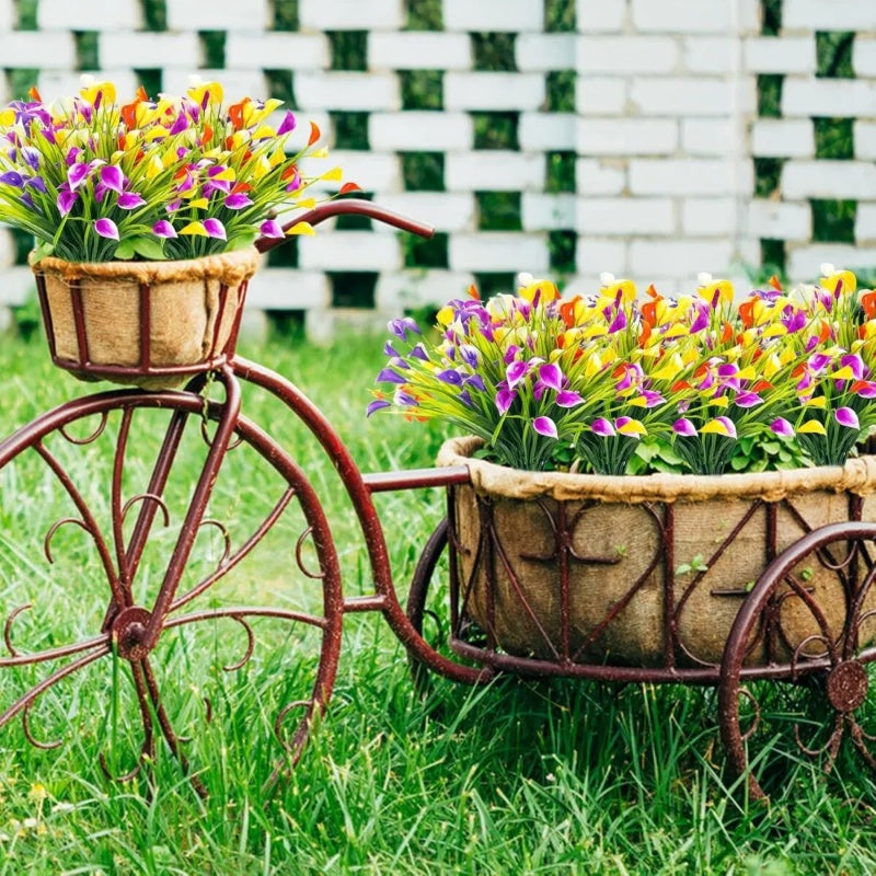 5 Bundles Artificial Calla Lilly Realistic UV Resistant Fake Flowers Faux Plastic Long Stem Plants For Indoor Planter Home Porch Yard Spring Summer Cemetery Decor