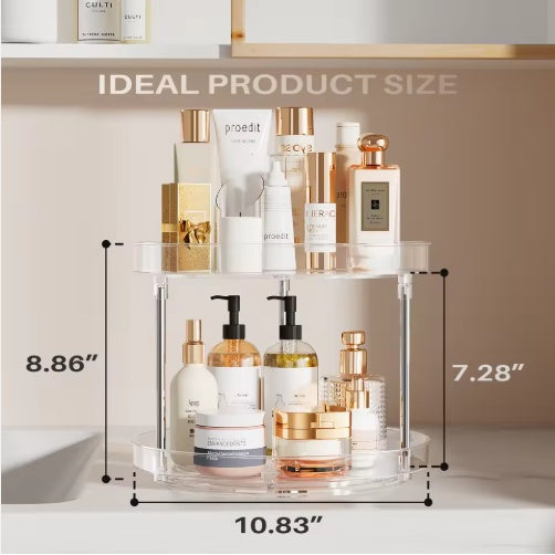 Pack Of 2 Double-layer Turntable Rotating Spice Rack Organization Spinning Organizer