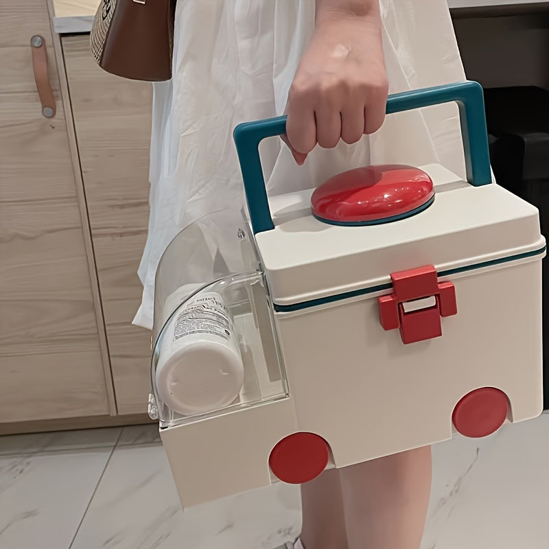 Large Capacity Ambulance-Shaped Storage Box With Lid - Multifunctional Organizer For Sundries & Pills, Perfect For Home Decor, Storage Bins For Home Organization