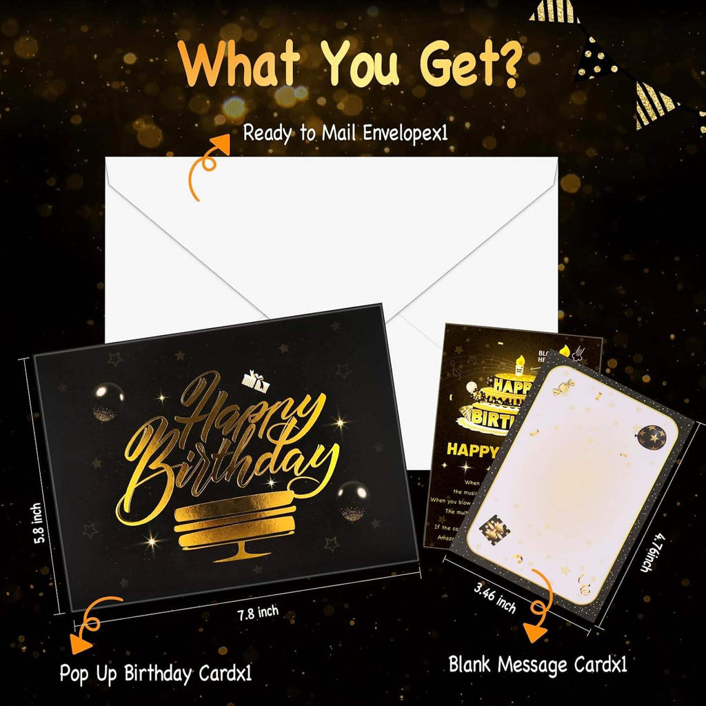 Light Music  Up Card Gift Cake Happy Birthday Card With Envelope