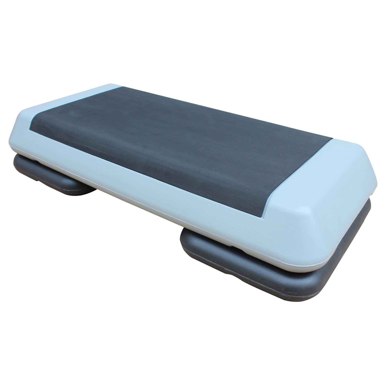 Adjustable Workout Aerobic Stepper In Fitness & Exercise Step Platform Trainer Gray Black With 2 Risers