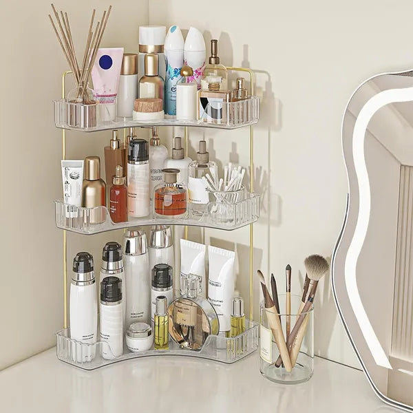 Corner Bathroom Counter Storage Rack 3-tier Bathroom Countertop Storage Rack Cosmetic Storage Rack Dressing Table Perfume Tray