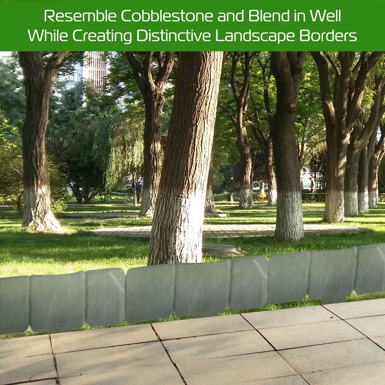 20 PCS Cobbled Stone Effect Plastic Garden Lawn Border Edging