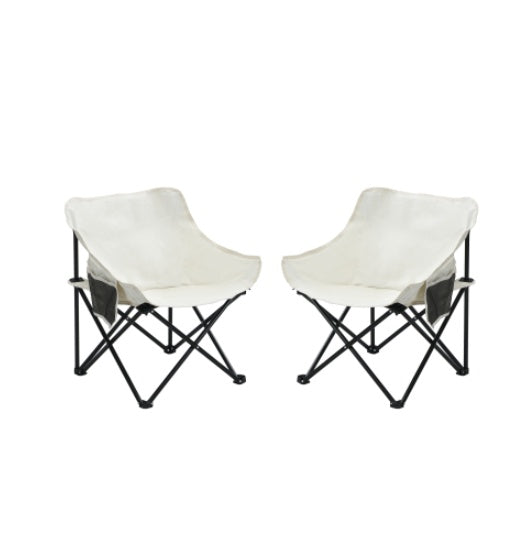 2PCS Outdoor Camping Chairs Folding Portable, Carry Bag ,Beige