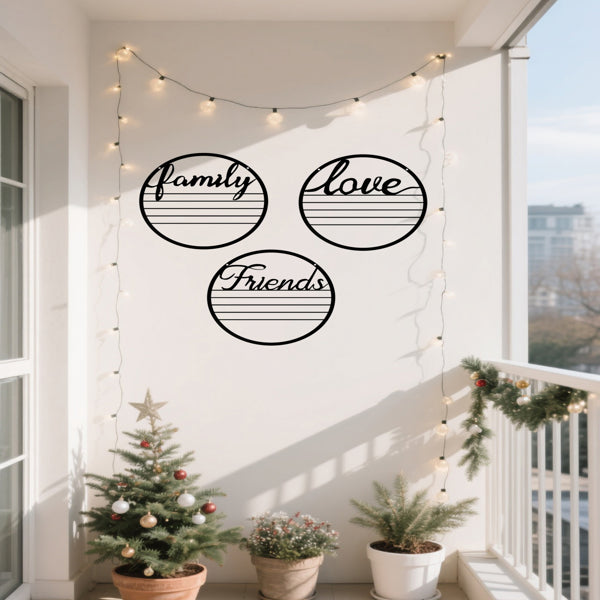 CIFbuy 3 Piece Round Wall Decor Set Inspirational Quote Signs For Friendship Love Family Rustproof Modern Wall Art(TikTok, Temu Pick-up Service)