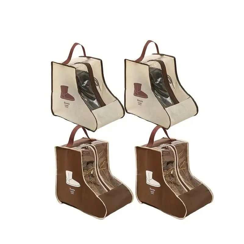 Durable PVC Shoe Storage Bags - Moisture & Moisture-Resistant, Dust-Proof With Transparent Window, Portable Handheld Boot Protectors For Travel & Home Organization, Multi-Size For Shoes/Boots, Hanging