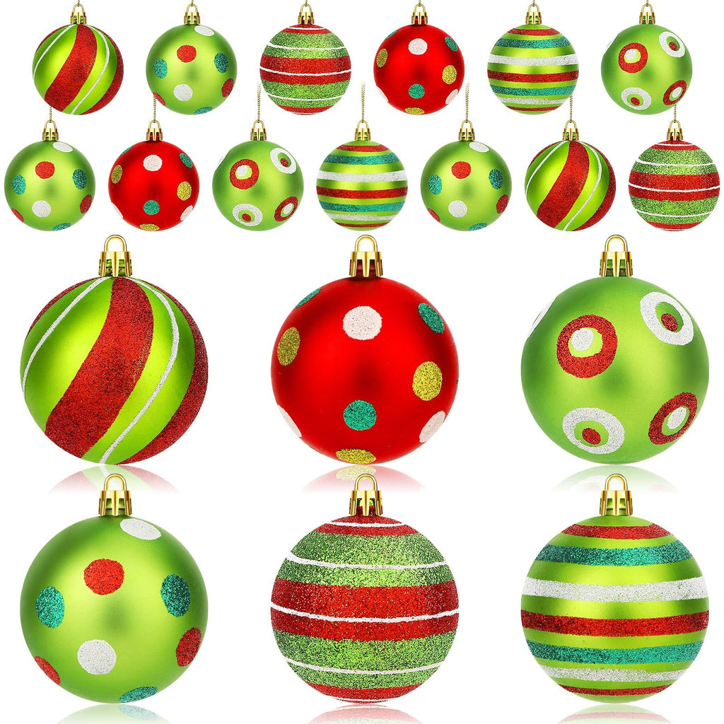 24PCS Christmas Ball Ornaments, Hanging Balls Red And Green Christmas Tree Pendants For Xmas Tree Home Decor Party Holiday Wedding Anniversary DIY Craft Decor Supplies