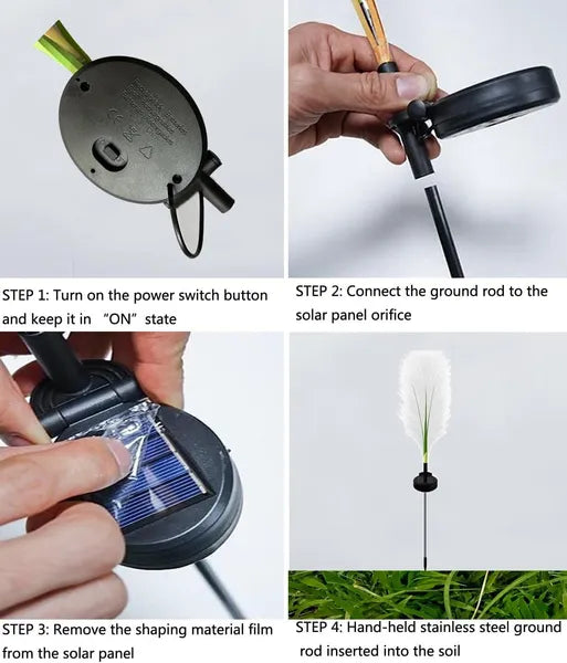 Solar Garden Lights Outdoor Waterproof 4 Pack Solar Flower Lights Decorative Landscape Lighting Pathway Patio Yard Decor Solar Reed Garden Lights