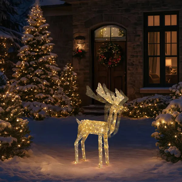 3.6FT Motorized Reindeer With Shaking Head, Outdoor Christmas Decorations With Motor & 120 Warm White LED Lights, For Xmas Outdoor Holiday Indoor Decor Lighted Holiday Displays