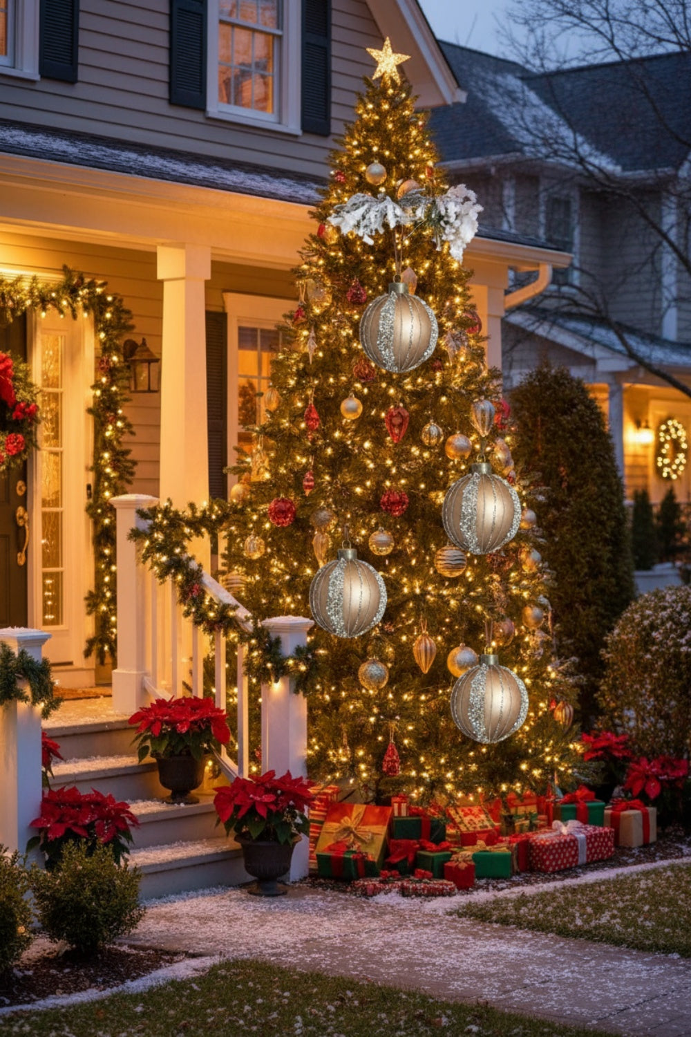 6PCS Set 3.9in Christmas Ball Ornaments Glass Hanging Ball Tree Decor Party Holiday Home Decor