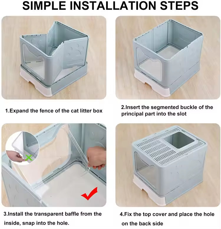 Front-entry Enclosed Extra-large Cat Litter Box With A Litter Collection Cover And A Large Scoop For Cats