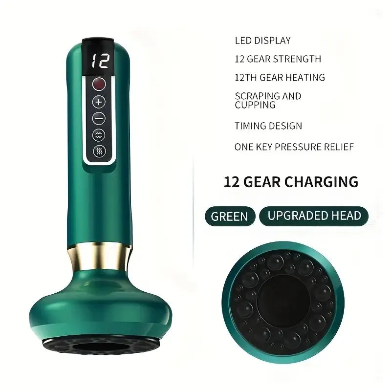 Body Gua Sha Scraping Massager. 12 Level Electric Vacuum Cupping Massager, Rechargeable And Cordless. Perfect For Halloween, Christmas And Birthday Gifts