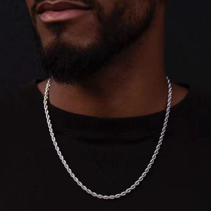 1pc Stainless Steel Twist Chain Necklace,Daily Wear Essential,Ideal Gift For Jewelry Enthusiasts And Crafters