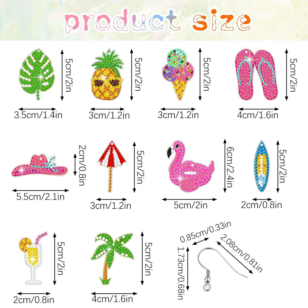 10 Pair Hawaii Theme Rhinestone Painting Earrings